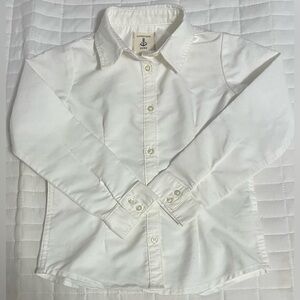 Land’s End Kids Oxford White Button Down Long Sleeve School Uniform Shirt Size 5